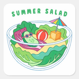 Pegatina Cuadrada Ensalada de Verano