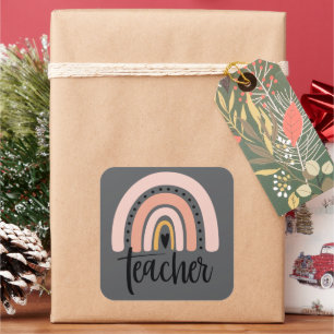 Pegatina Cuadrada Enseñar Maestro Amor Inspirar Regalo Arcoíris