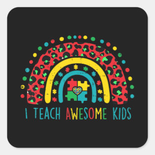 Pegatina Cuadrada Enseño a niños increíbles camisa autismo rompecabe