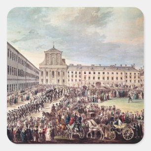 Pegatina Cuadrada Entierro de Ludwig van Beethoven en Viena