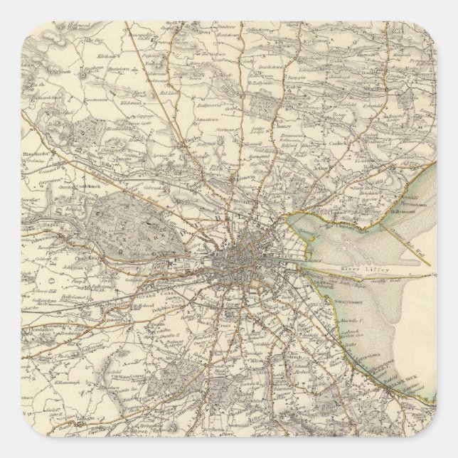 Pegatina Cuadrada Entornos de Dublín (Anverso)