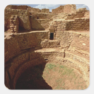 Pegatina Cuadrada Entrada a un Kiva, construido siglos de