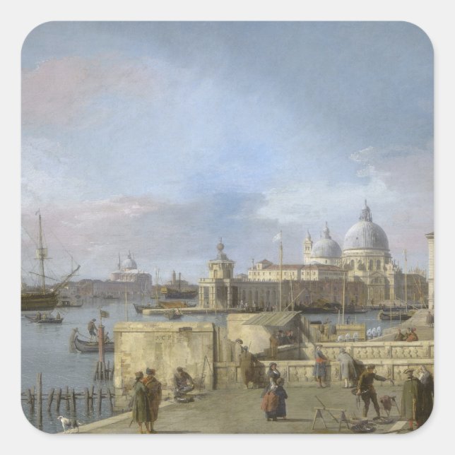 Pegatina Cuadrada Entrada al Gran Canal de Canaletto (Anverso)