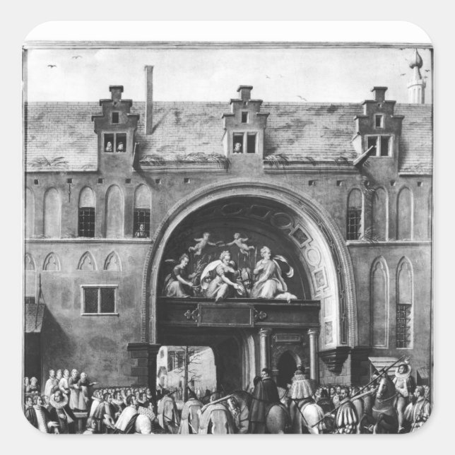 Pegatina Cuadrada Entrada de Hércules Francois (Anverso)