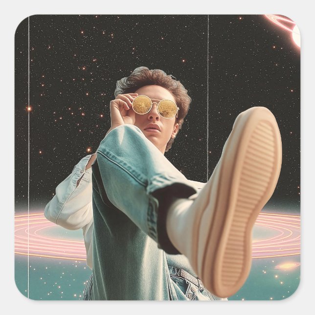 Pegatina Cuadrada Entrando en Otra Órbita (Anverso)