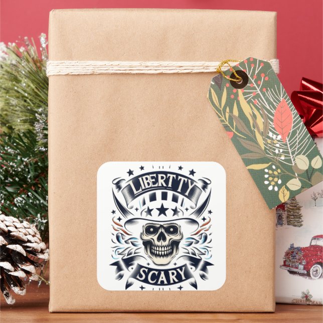 Pegatina Cuadrada Entre la oscuridad y la luz (Vacaciones)