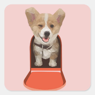 Pegatina Cuadrada Entrega de Corgi