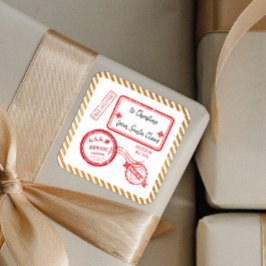 Pegatina Cuadrada Entrega de correo por parte de Santa Navidades del