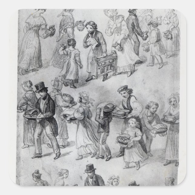 Pegatina Cuadrada Entrega de la cena, 1841 (Anverso)