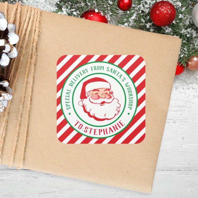 Pegatina Cuadrada Entrega especial de niños Navidades personalizados (Subido por el creador)