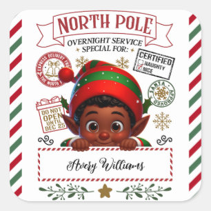 Pegatina Cuadrada Entrega Especial Del Elf De Navidades Cuidados