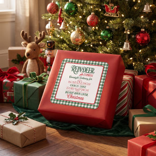 Pegatina Cuadrada entrega exprés GreenSanta Navidad a cuadros