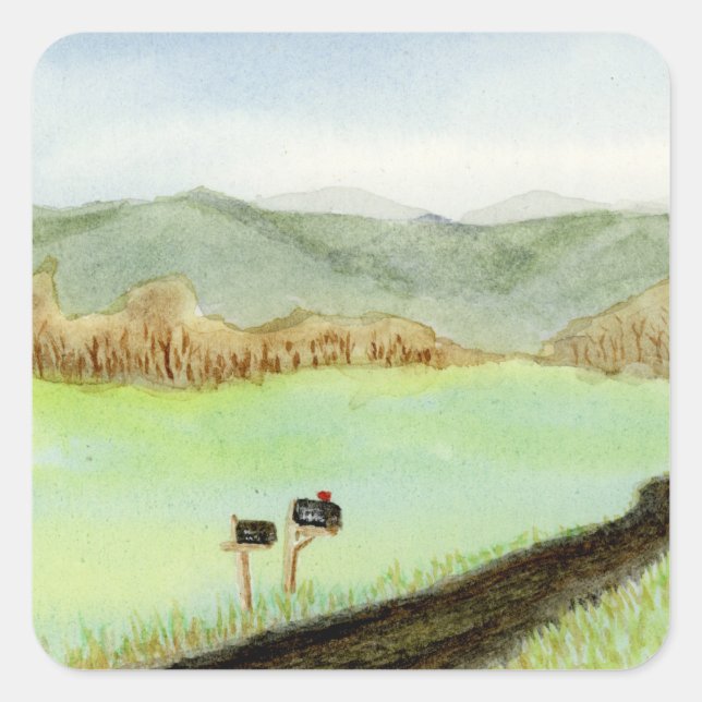 Pegatina Cuadrada Entrega gratuita en zonas rurales (Anverso)