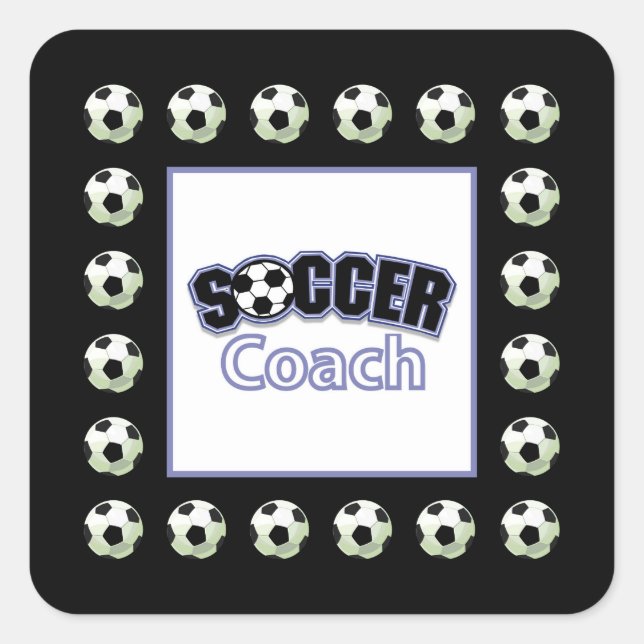 Pegatina Cuadrada Entrenador de fútbol gracias, bolas (Anverso)