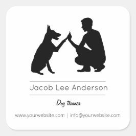 Pegatina Cuadrada Entrenador de perros / Entrenamiento canino