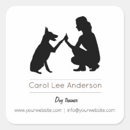 Pegatina Cuadrada Entrenador de perros / Entrenamiento de perros