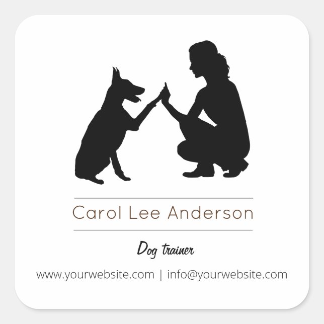 Pegatina Cuadrada Entrenador de perros / Entrenamiento de perros (Anverso)