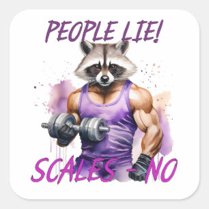 Pegatina Cuadrada Entrenador de Racoon, atleta, campanas