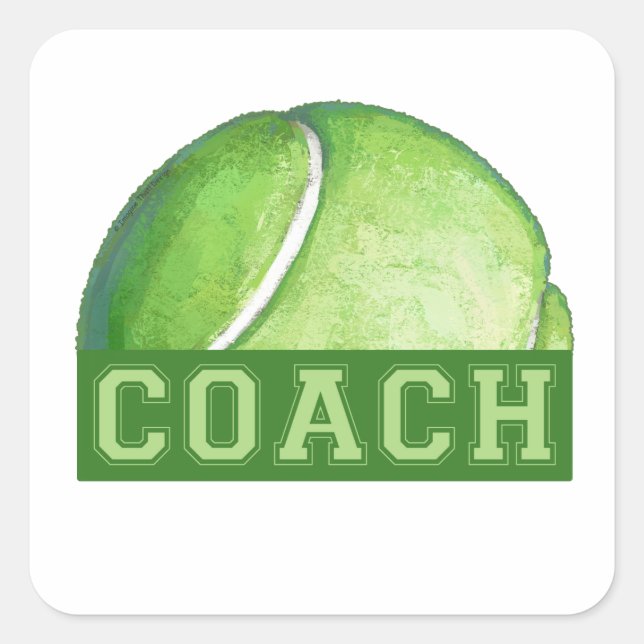 Pegatina Cuadrada Entrenador de tenis (Anverso)