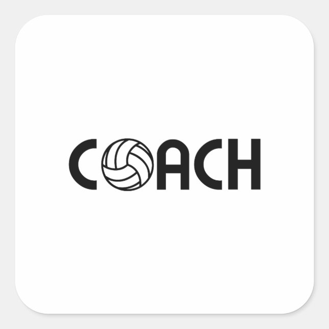 Pegatina Cuadrada Entrenador de voleibol (Anverso)