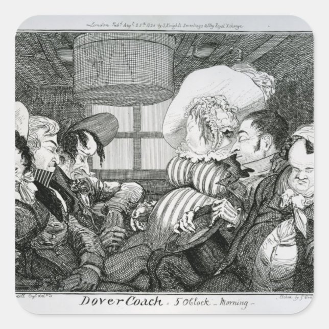 Pegatina Cuadrada Entrenador Dover, 5 de la mañana (Anverso)