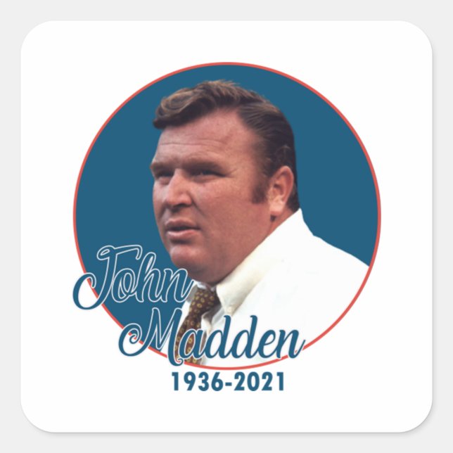 Pegatina Cuadrada Entrenador John Madden (Anverso)