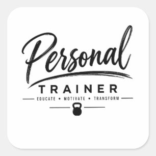 Pegatina Cuadrada Entrenador Personal Motiva Transforma Fitness