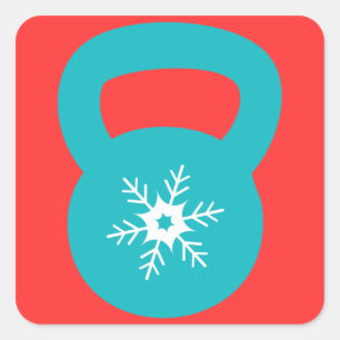 Pegatina Cuadrada Entrenamiento de Kettlebell con un copo de nieve