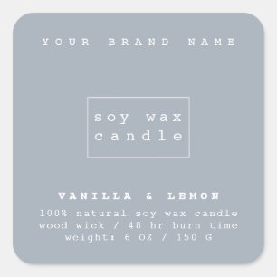 Pegatina Cuadrada Envase de velas de cosméticos azules modernos