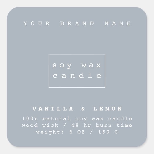 Pegatina Cuadrada Envase de velas de cosméticos azules modernos (Anverso)