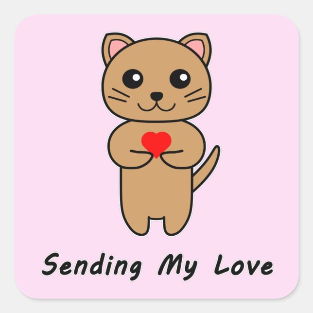 Pegatina Cuadrada Enviando mi amor (Anverso)