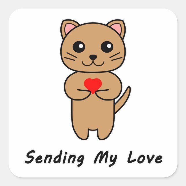 Pegatina Cuadrada Enviando mi amor (Anverso)