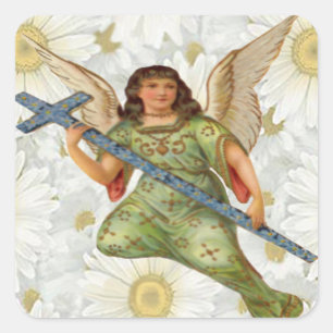 Pegatina Cuadrada Enviando Pegatinas de Message Angel