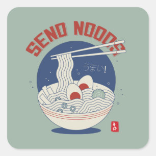 Pegatina Cuadrada Envíe noods Ramen japonés de sopa de fideos