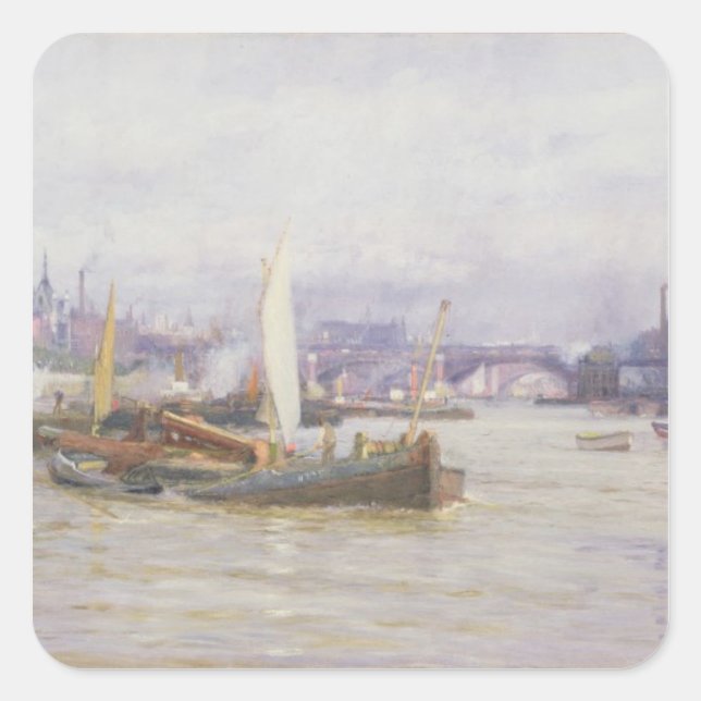 Pegatina Cuadrada Envío en el Támesis (Anverso)