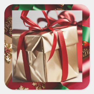 Pegatina Cuadrada Envoltura de escudero para la celebración