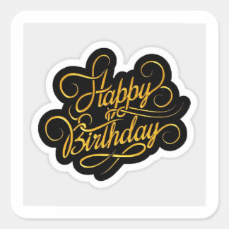 Pegatina Cuadrada Envoltura de regalo para celebración de cumpleaños