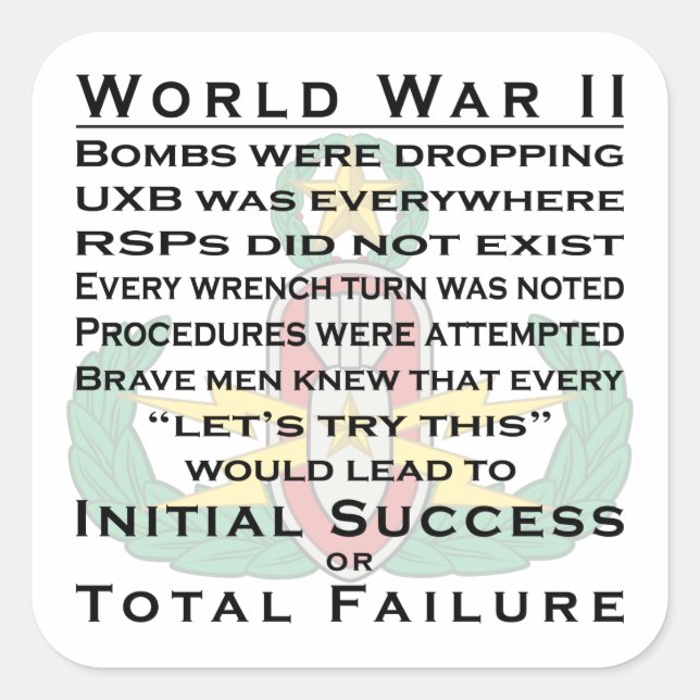 Pegatina Cuadrada EOD Master WWII (Anverso)