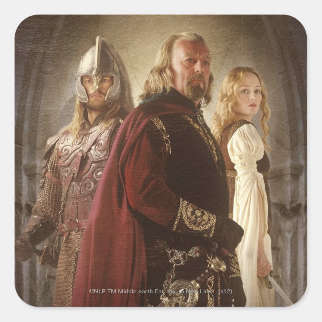 Pegatina Cuadrada Eowyn y Theoden (Anverso)