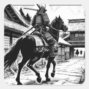 Pegatina Cuadrada Epic Samurai Rider Manga Arte Imprimir