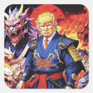 Pegatina Cuadrada Epic Trump Samurai Anime