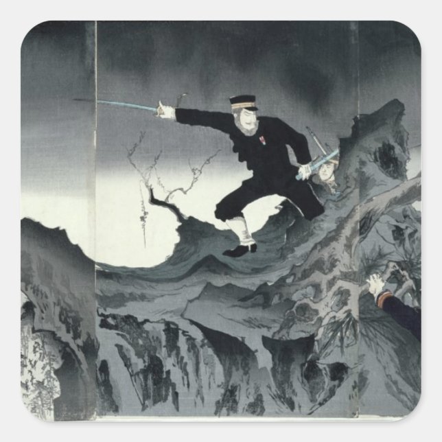 Pegatina Cuadrada Episodio de la guerra sino-japonesa (Anverso)