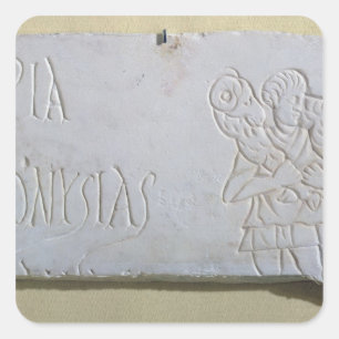 Pegatina Cuadrada Epitaph con un alivio del Buen Pastor