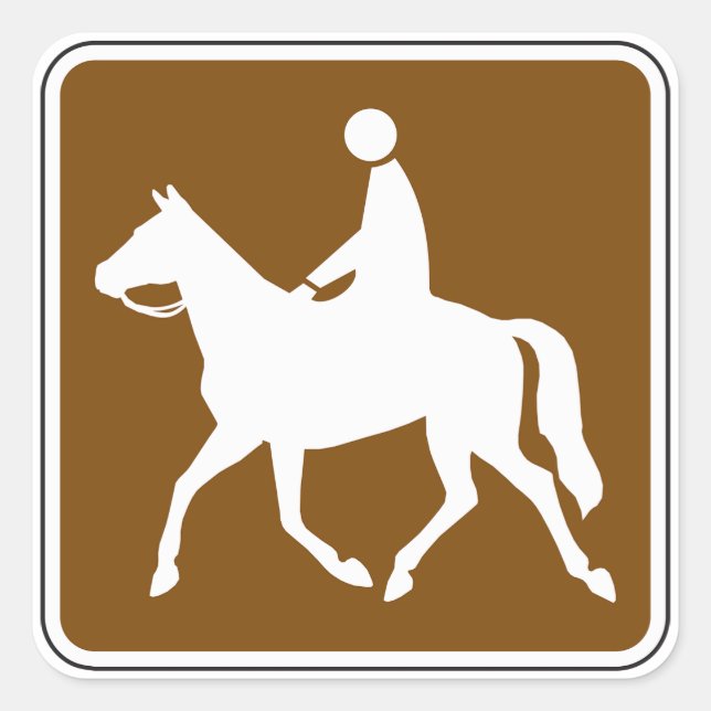 Pegatina Cuadrada Equestrian Trail Riding Horse Silhouette Icon (Anverso)
