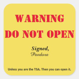 Pegatina Cuadrada Equipamiento "No abrir"