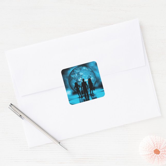 Pegatina Cuadrada Equipo Corporativo Silhouette Futurista Business (Subido por el creador)