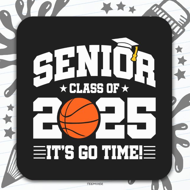 Pegatina Cuadrada Equipo de baloncesto Clase 2025 Graduación Senior  (Subido por el creador)