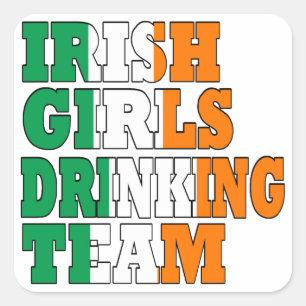 Pegatina Cuadrada Equipo de bebidas de chicas irlandeses