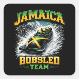 Pegatina Cuadrada Equipo de Bobsleigh de Jamaica