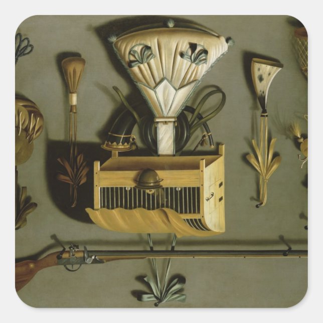 Pegatina Cuadrada Equipo de caza (Anverso)